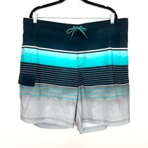 NWT George Swim Trunks Shorts Black Blue XL